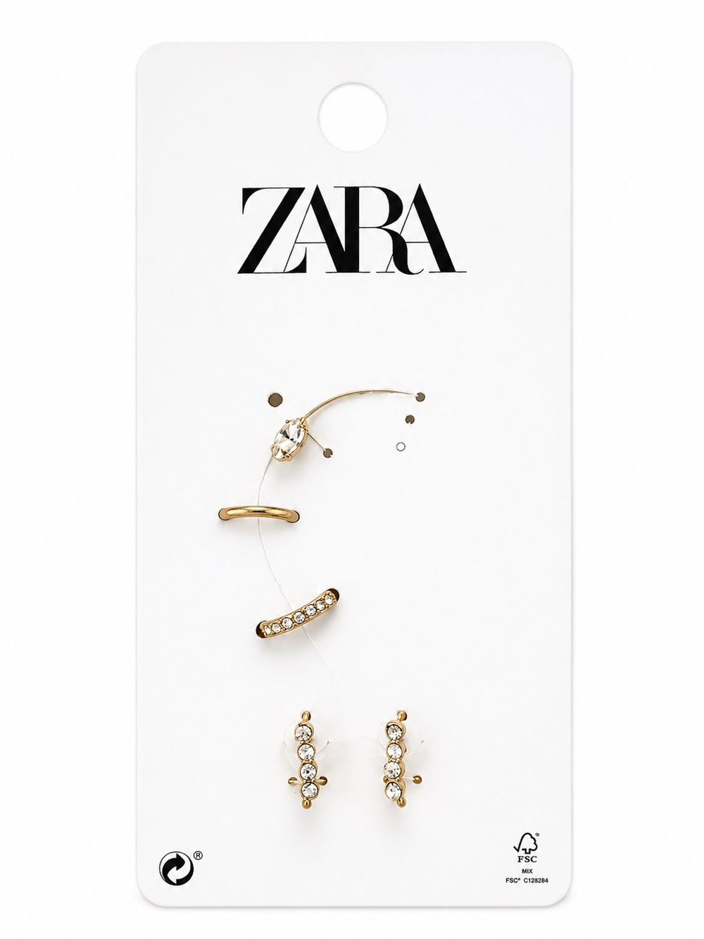 ZARA gold-tone crystal earring set